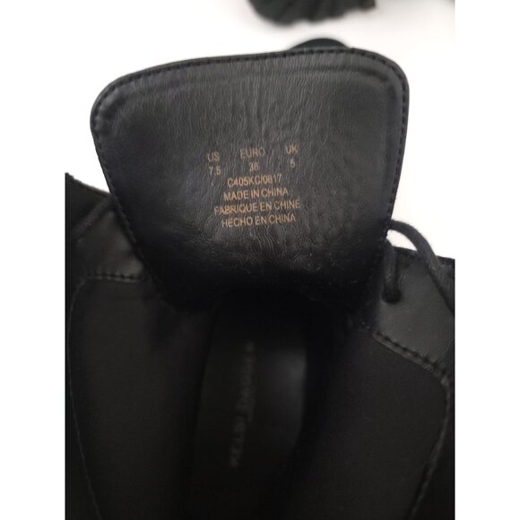 KELSI DAGGER BROOKLYN Black & Gray Checkered Leather Ankle Combat Boots Sz 7.5 - Picture 9 of 10